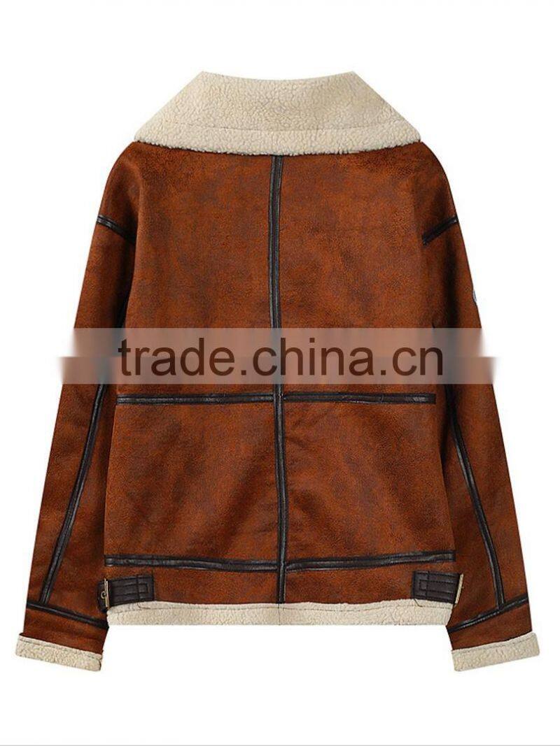 Customize embroidered logo women winter coat longsleeve faux fur suede coat jacket