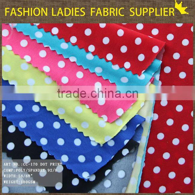 hot sales summer dot print fabric wholesale poly spadenx print fabric of shaoxing textile