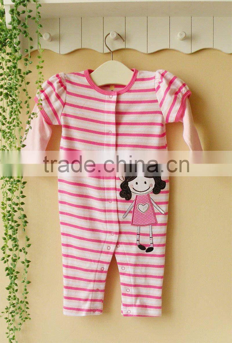 2011 spring baby clothes 100% cotton long sleeve embroider sleepwear