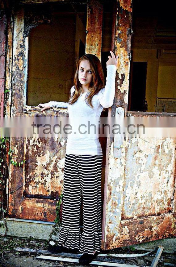 wholesale boutique ruffles pants women knit ruffle pants