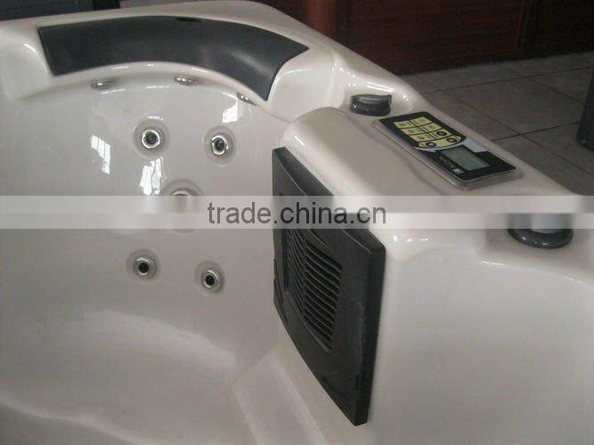 Family joyful outdoor spa/ whirlpool/hot tub with theraphy center