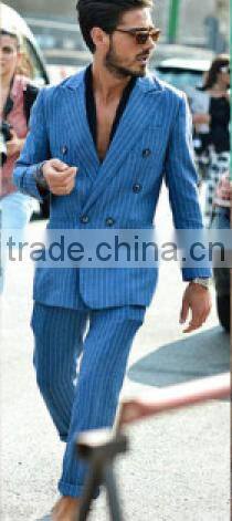 2014 blue stripe hot design fahsion men suit
