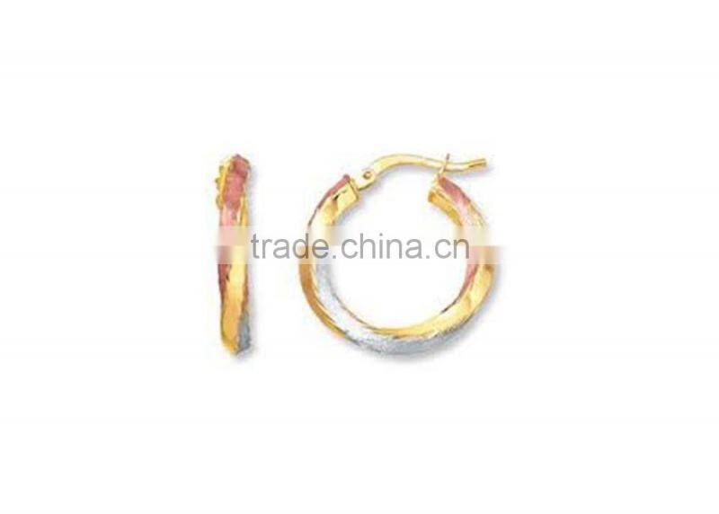 Artificial Tri Tone Gold Plated Hoop Earrings