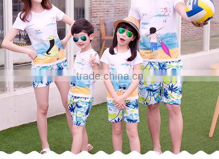 Family Beach Style Clothing Set Couple T-shirt Design China lovely family matching clothing plain t shirt