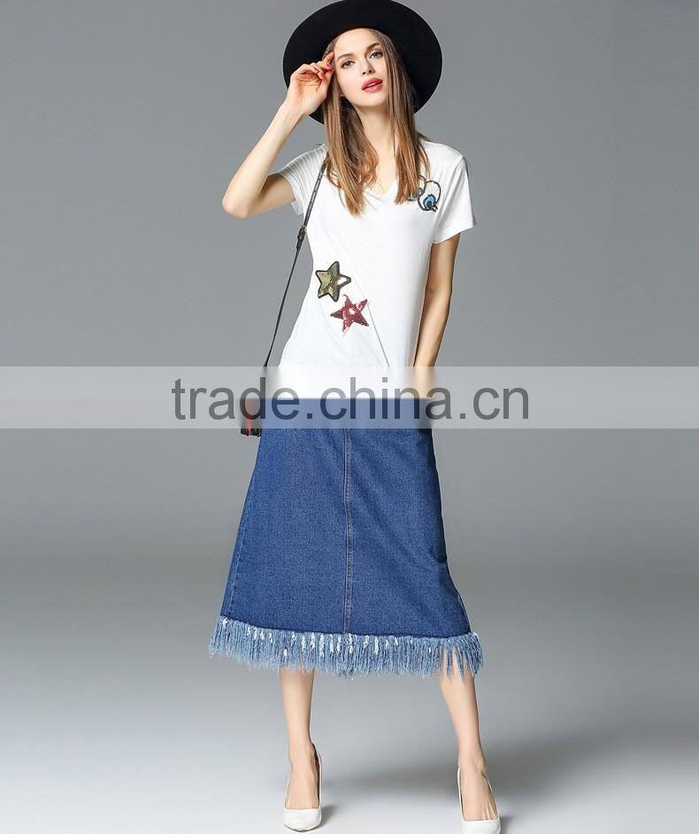 Superior Quality Soft long blue jean skirts for women