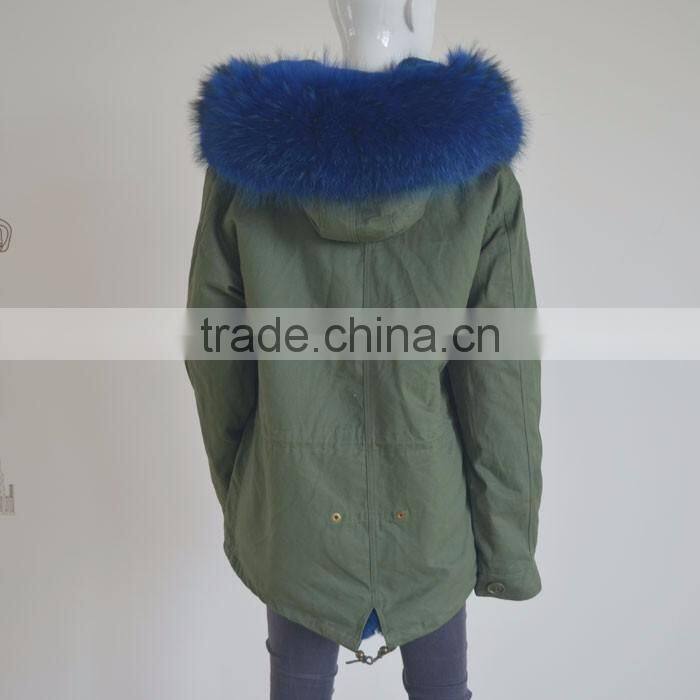 Myfur High Quality Removable Faux Fur Lining Matched Color Raccoon Fur Hood