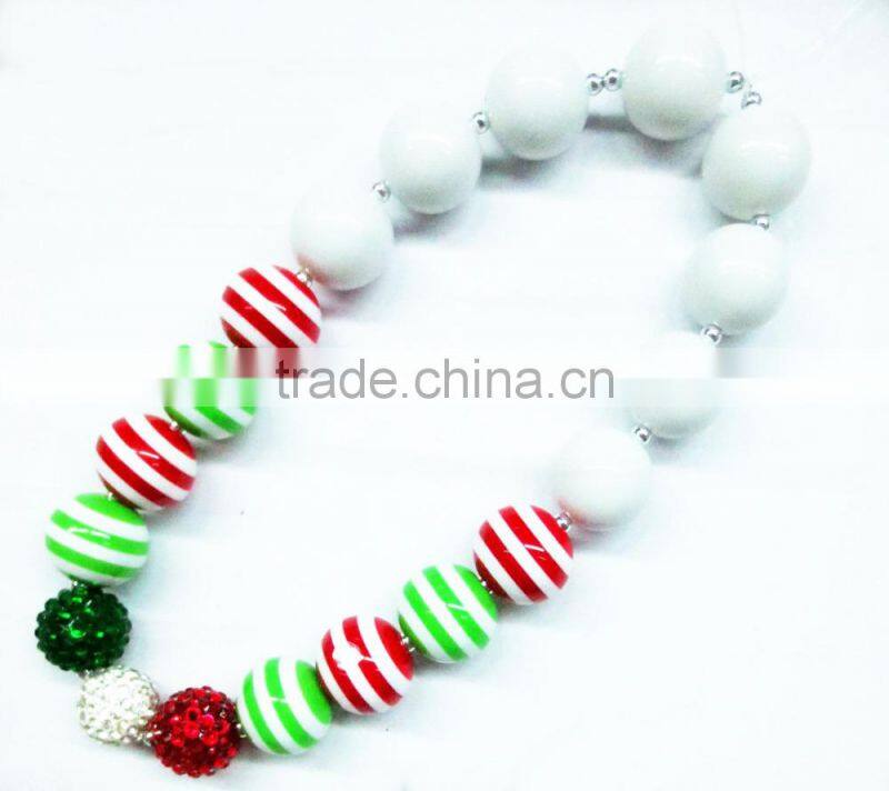 Christmas Baby Bubblegum Beaded Necklace