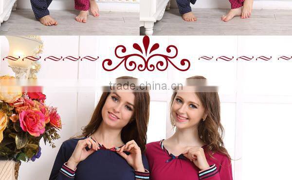 Hot-sale women Pajama Set Relax knitted 100%cotton nightwear in winter pyjama women
