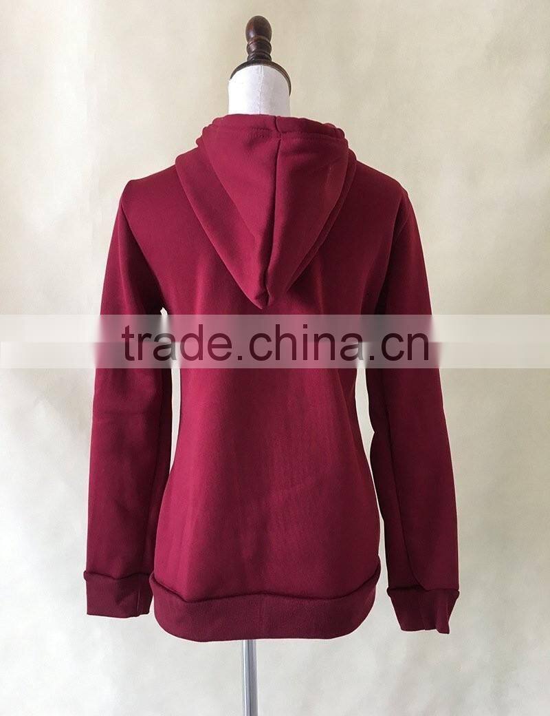Women's Hoodies Pocket Zip-up Pure Color Blouse