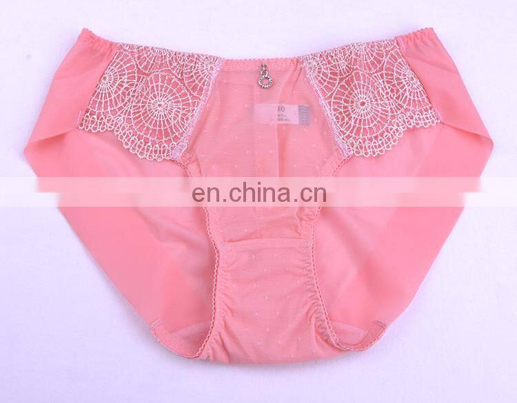 Pink Lace Transparent Mesh Sexy Ladies Bikini Panties