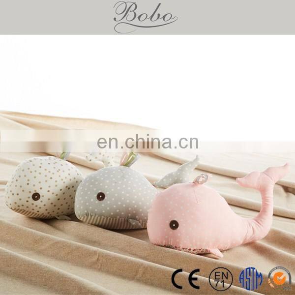 Custom Red printing fabric stuffed whale toy for baby