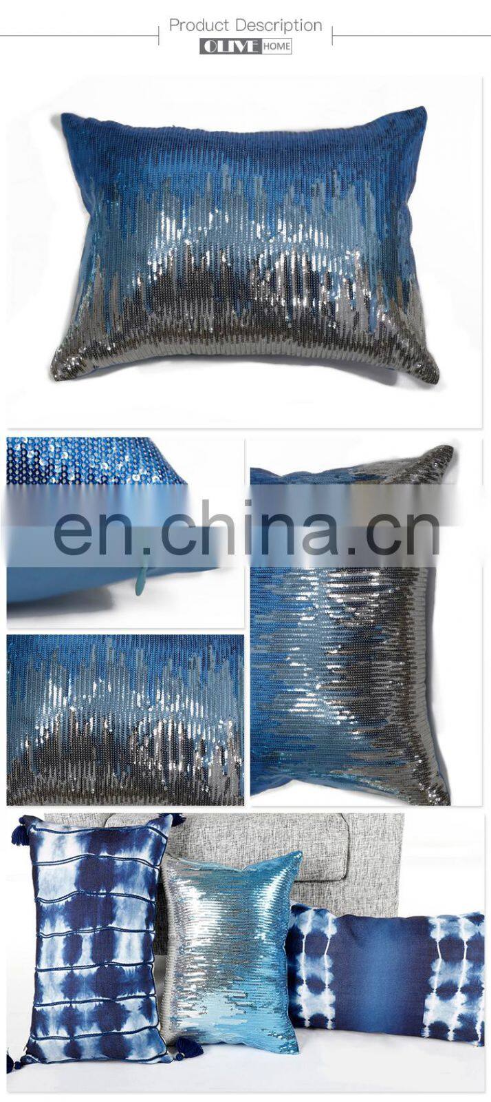 2018 Fashion Decorative Embroidery Ombre Mermaid Sequin Glitter Sofa Waist Cushions Pillow