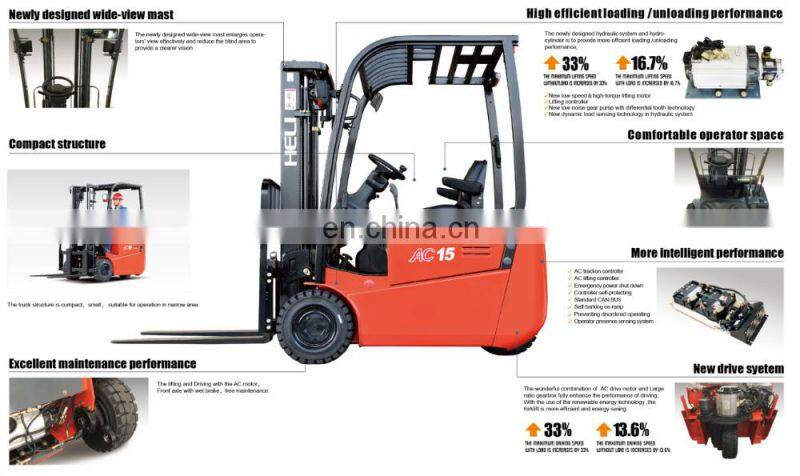G1.25-1.5TG series three-wheel AC electric forklift