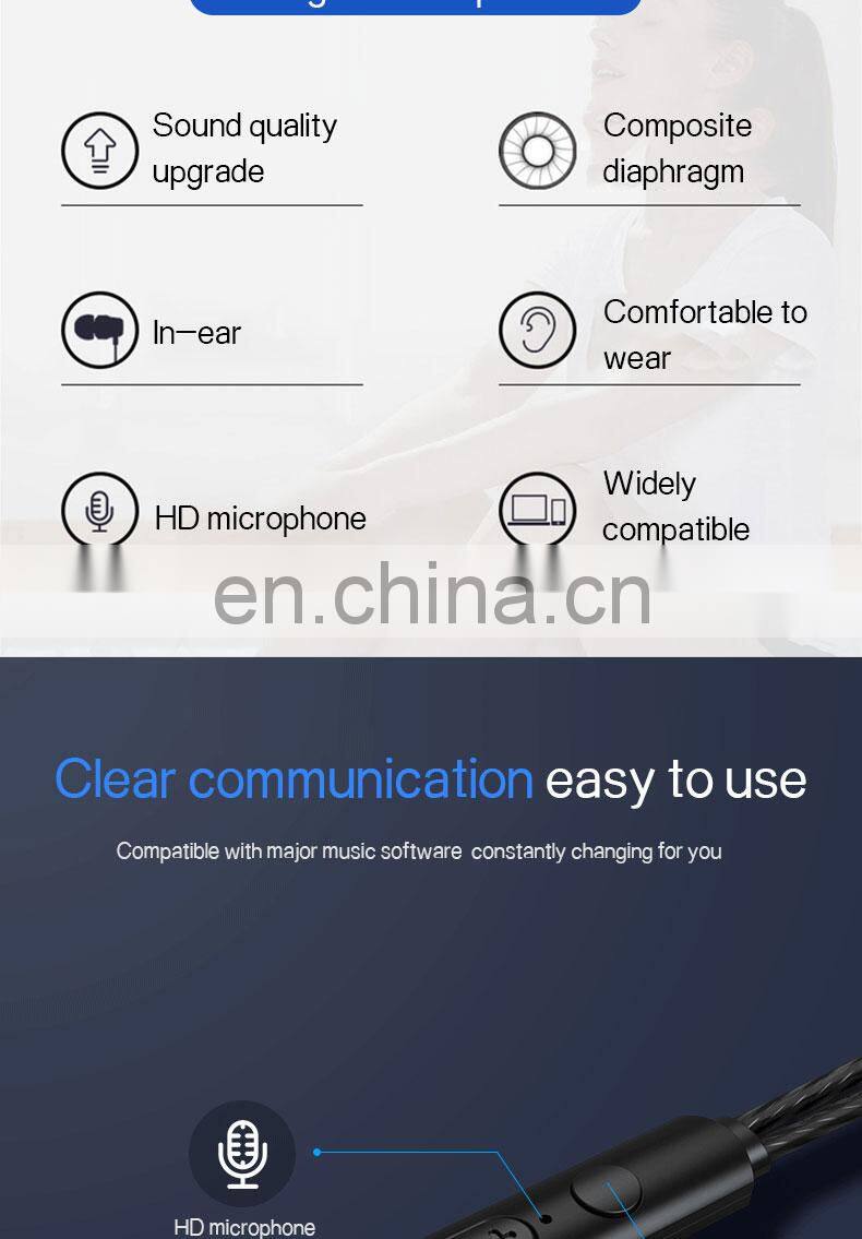 Golden Sky Earbuds With External Microphone Audio Headphone Audio Jack Headset Microphone Earpiece Oem Metal Earphone Wired