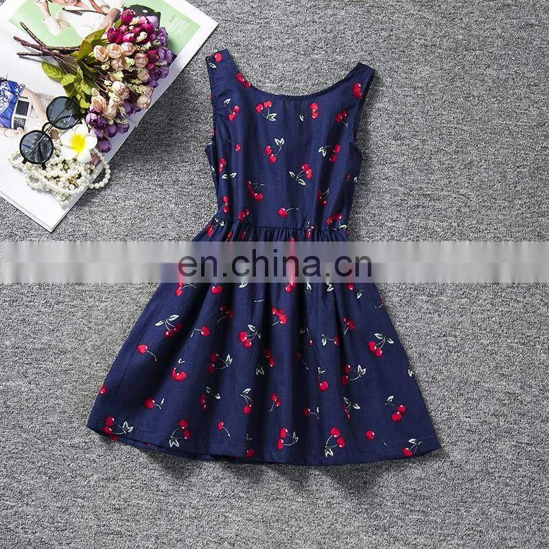 Little Girl Baby Print Leisure Summer Dress Princess Girl Birthday Party Clothes Beach Style Sundress For Kids Clothing