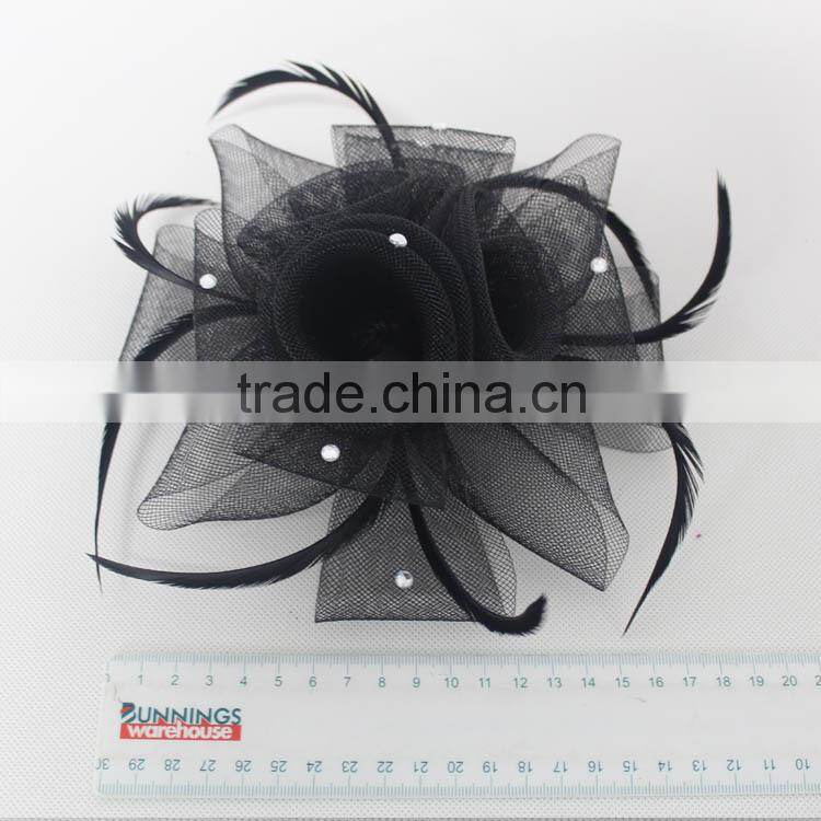 Wholesale Hair Accessories HairClip Flower With Feather Fascinator on band
