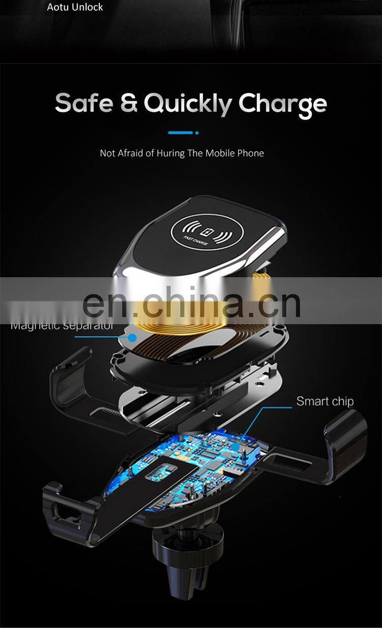 Universal 10W Smart Qi Fast Wireless Mobile Phone Car Charger Mount