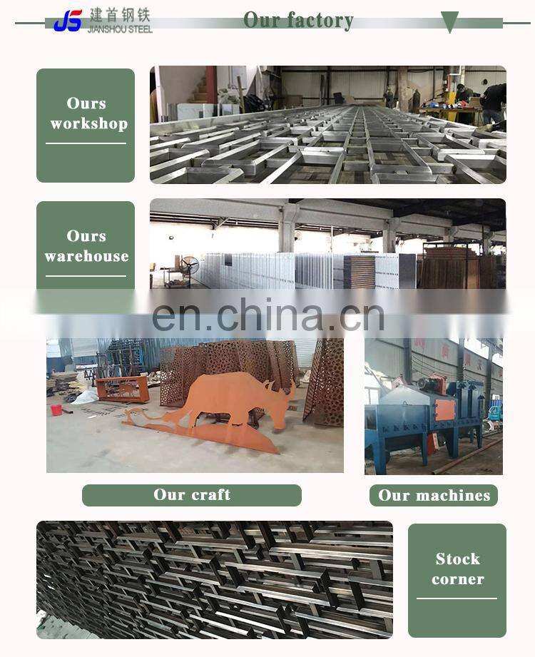 Corten steel screen laser cut and engraved 2mm 3mm thick pattern customizable indoor/outdoor