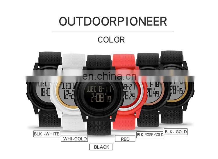 SANDA 337 Men Digital Sport Watches Silicone Strap Calendar Alarm 12/24 Hour Luminous Waterproof Watch