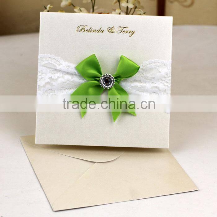 Creative Luxurious Design 2016 Wedding Card Invitations with Ribbon
