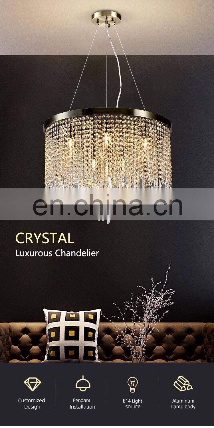 Modern Custom Luxury Hotel K9 Crystals Chandelier Large Round LED Pendants Lights Wedding Home Lighting