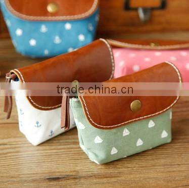 Navy fashion fresh simple durable change purse with snap-fastener