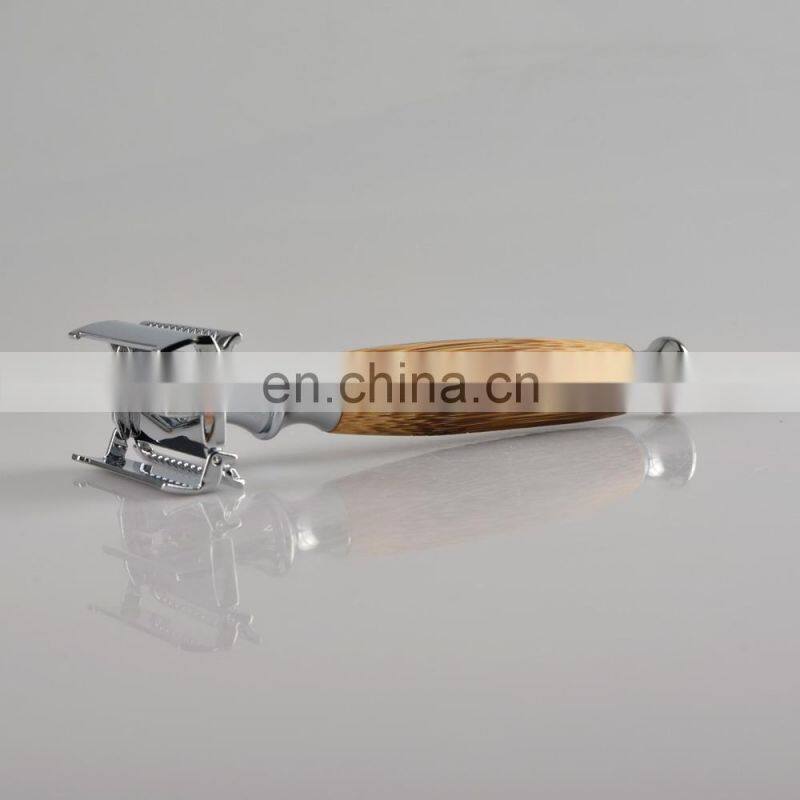 Classic Laser Custom New Design Butterfly Bamboo Handle Metal Eco-friendly Barber Double Edge Blades Shaving Safety Razor