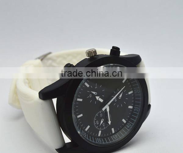 japanese quartz movement watches waterproof 3 atm, white silicone strap