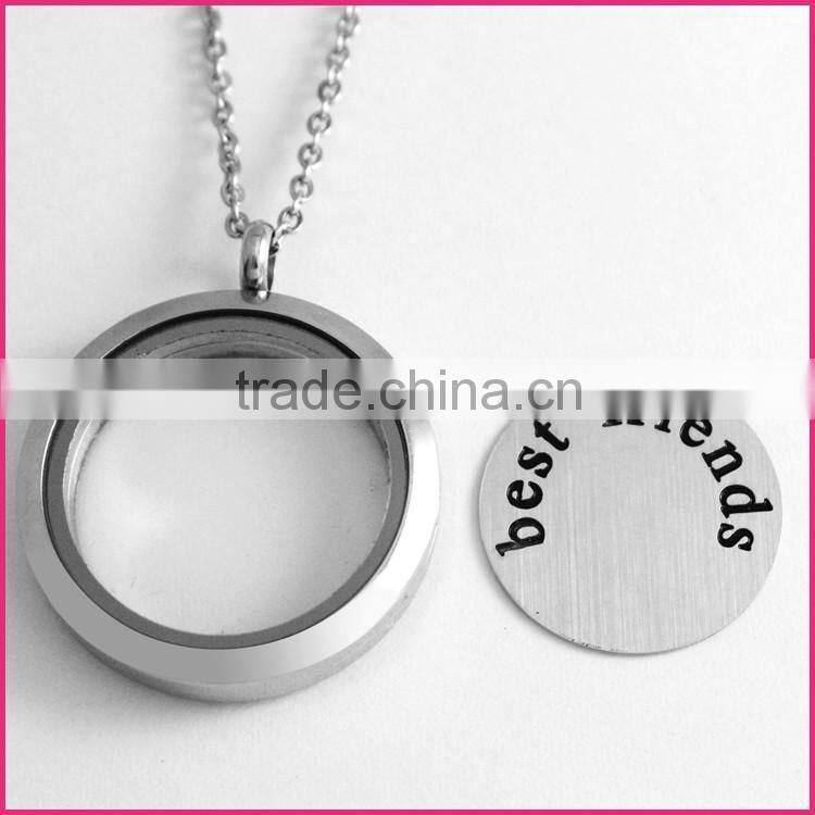 Floating lockets plates 2016 new trendy stainless steel window plate "best friends"