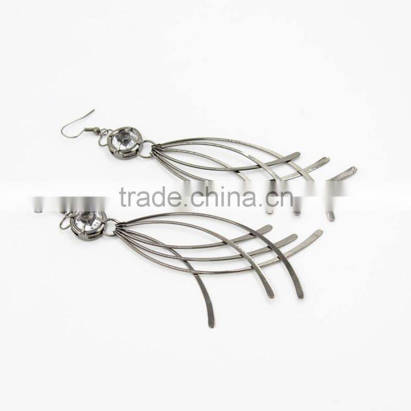 Fish Bone Pendant Fashion Earring,New Crystal Top Design Earring