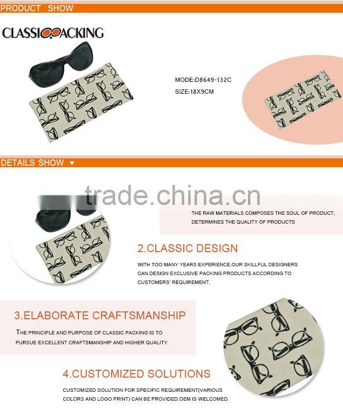 High quality durable using various glasses pouch with printed logo