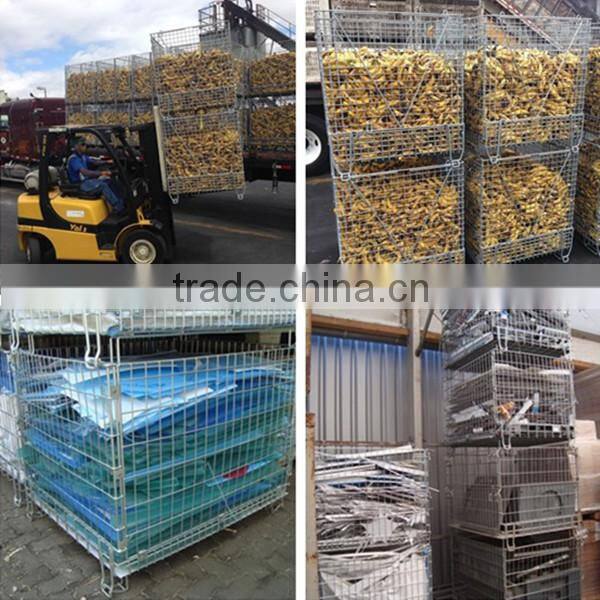 Industrial stackable foldable storage metal wire mesh containers