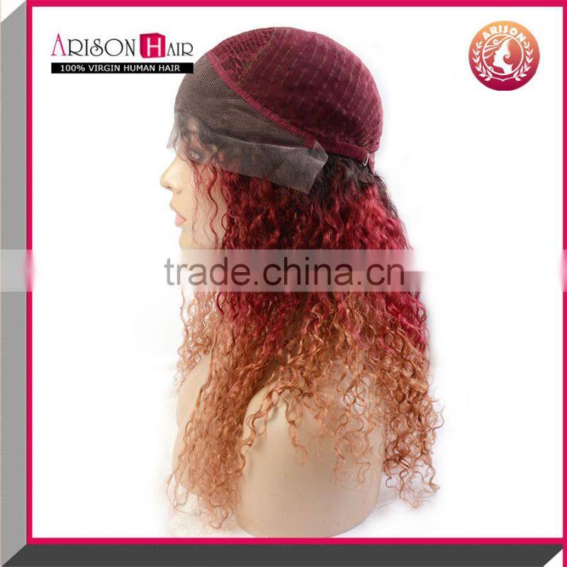 3 tone ombre full lace wig side parting human Brazilian virgin hair wig swiss lace remy bright color party wigs