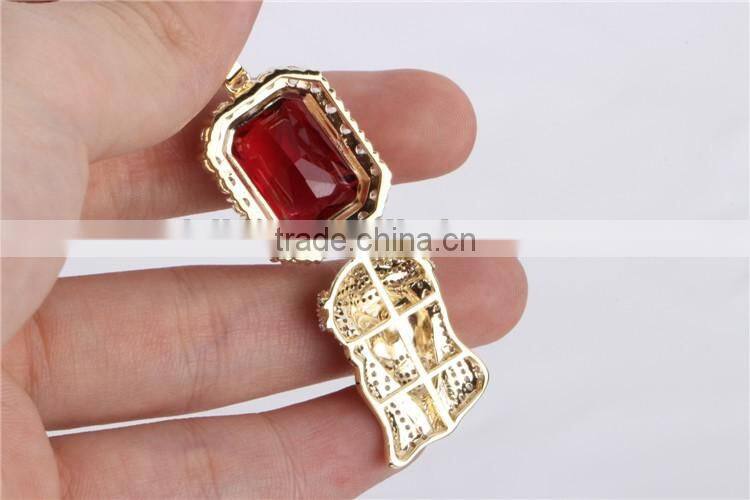 hip hop red ruby pendant jewelry 925 sterling silver jesus piece mens