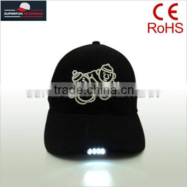 wholesale 100% cotton LED light sport cap