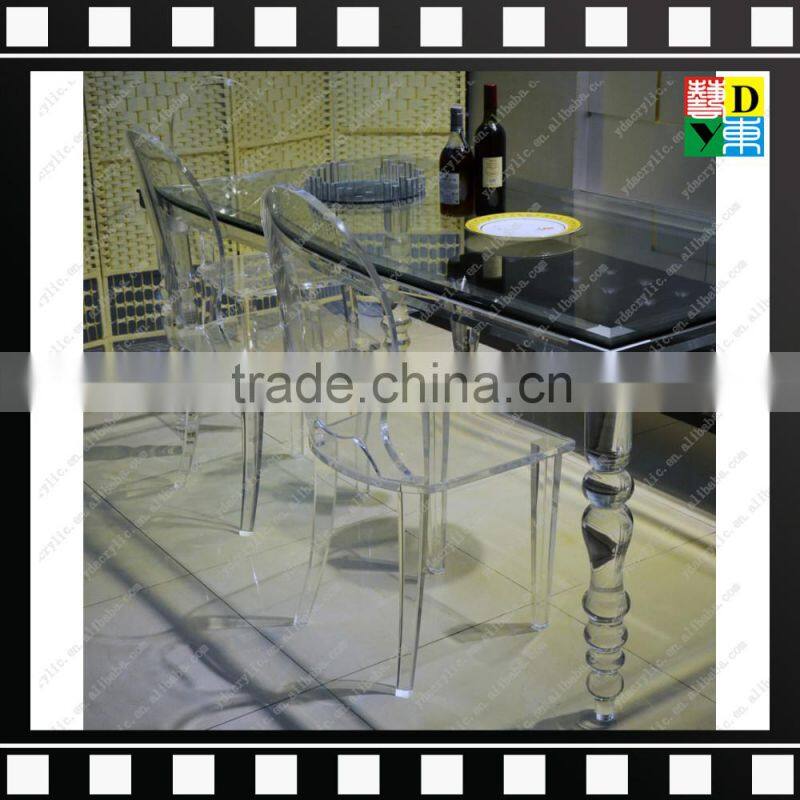 plexi luxury design acrylic dinning table set elegant acrylic living room furniture PMMA lucite highclear acrylic dinining chair