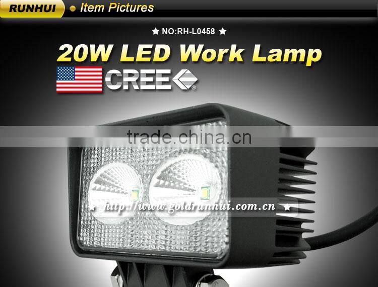 GoldRunhui RH-L0458 New Designed High Power 10~30V Auto Waterproof 12V 20W LED Work Lamp