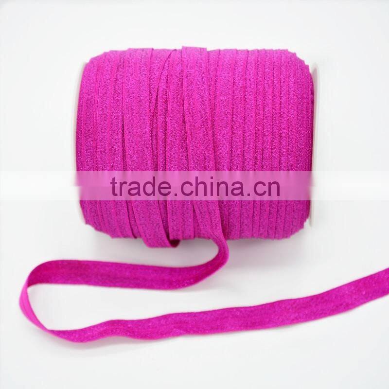Shiny frosted elastic hair tie 5/8''Fold Over Elastic cheap wide headbands FOE