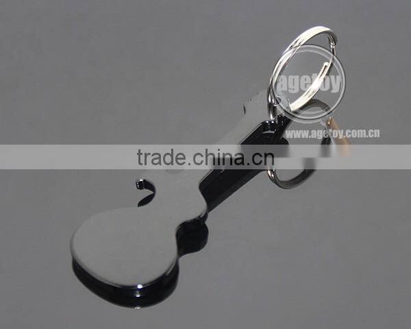 Guitar Shaped Promotional Custom Laser Logo Aluminum Anodizing Black Metal Guitar Keychain Opener
