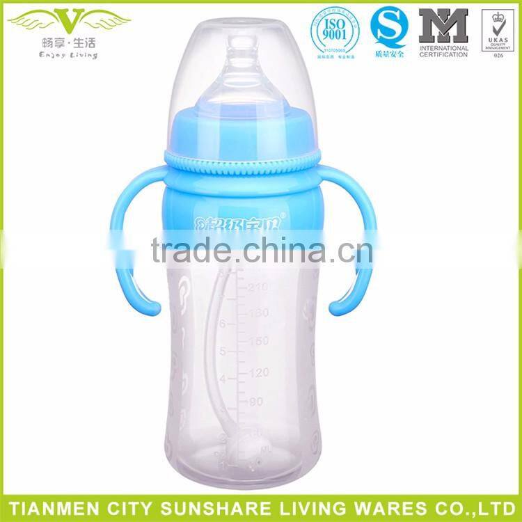 Soft Silicone Baby Feeder Bottle, Innocuous Silicone Baby Feeding Bottles With PP Cover And Handle