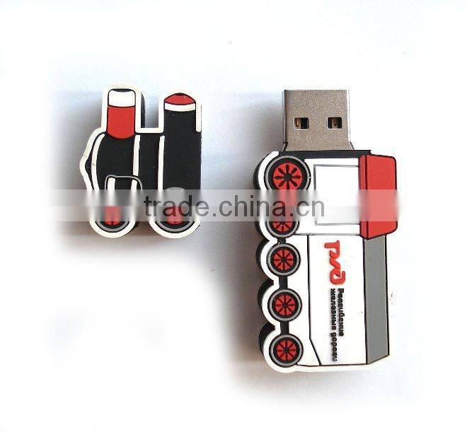 2015 customized rubber USB flash disk ,train shape usb flash driver for promotional gifts