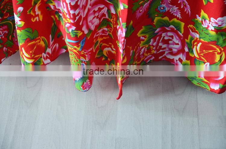 Hot sale 100%cotton red peony printed table cloth