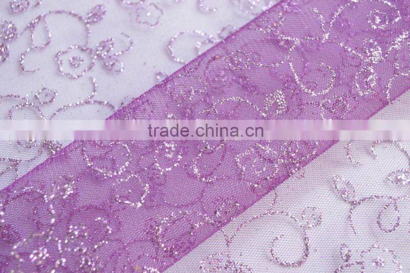 Polyester Tulle Metallic Printed Fabric for Decoration and Dress DSN 352