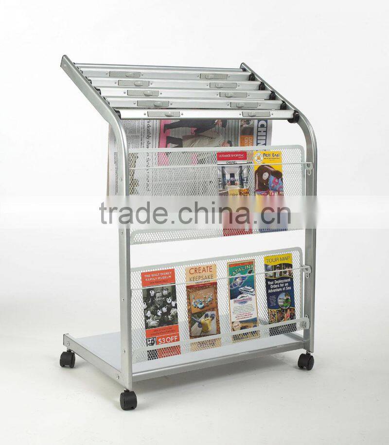 space saving mobile newspaper display stand