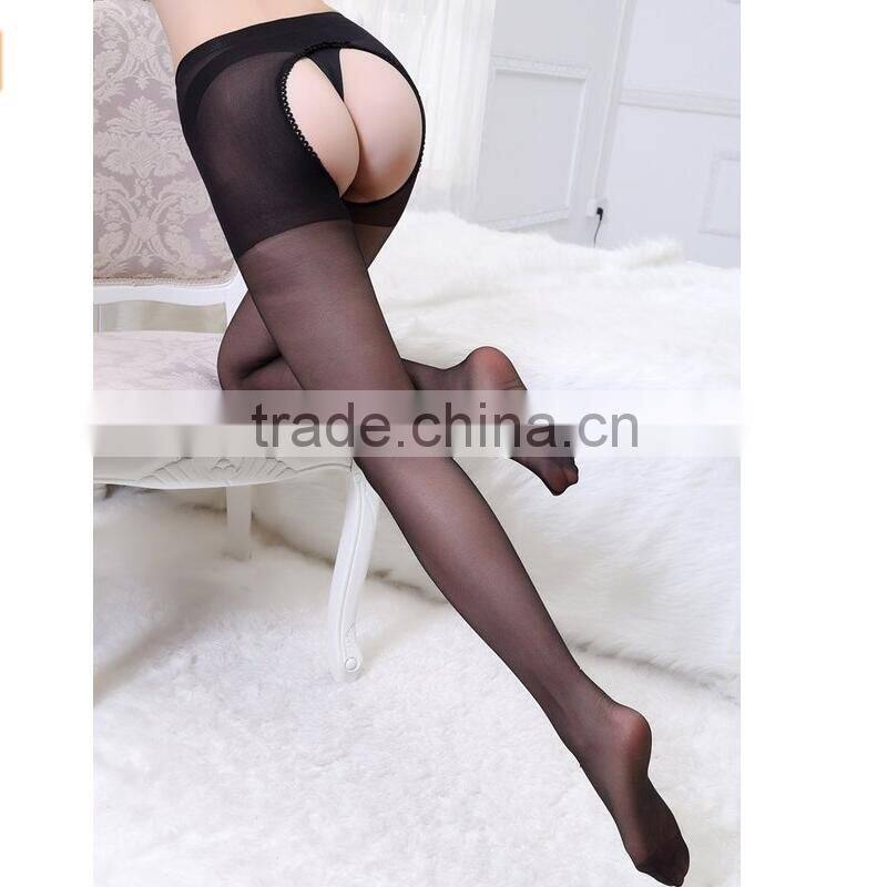 Open Crotch Sheer Stocking Transparent Pantyhose Sexy Silk Socks