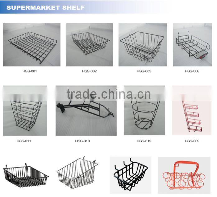 Drawer style white 3 tiers metal wire display fruit shelf with sign holder