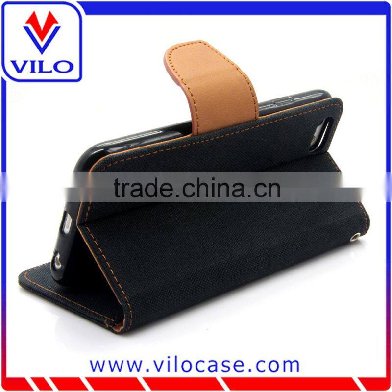 high quality Jean Cloth Leather Case for iPhone 6S, Flip Stand Phone Cover for iPhone 6s