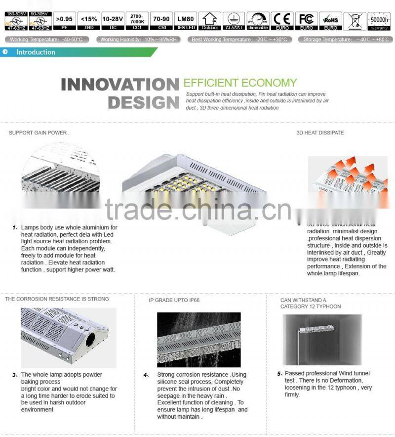 100-140lm/W, Meanwell Driver, 160W LED Residential Street Lights, Lens Kit for Different Beam Angle, CE Rohs Approved