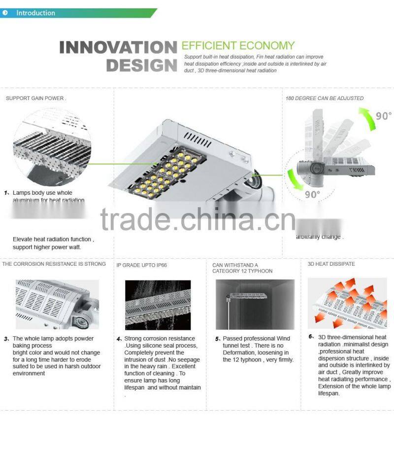 Modular Design CE Rohs Adjustable Arm Meanwell Driver 100-140lm/W Lens Kit for Different Beam Angle 30W Street Lighting Fixtures