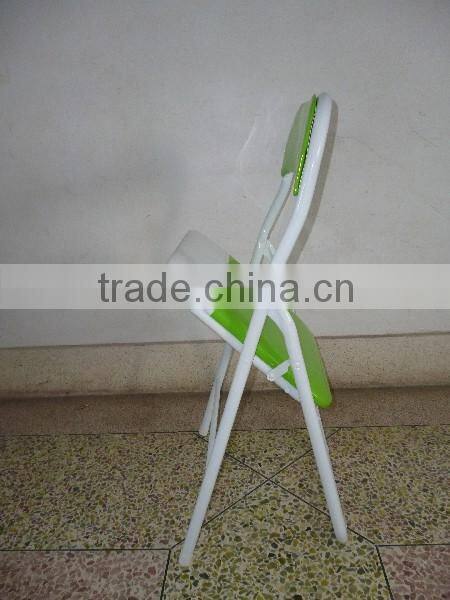 Zhangzhou wholesale metal folding chair with PVC cushion seat for home furniture